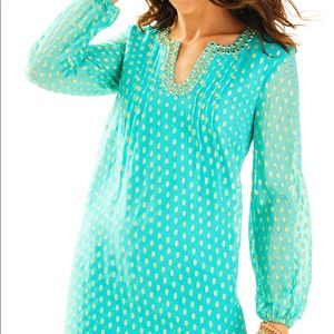 NWT Lilly Pulitzer Colby Silk Tunic Dress in Aqua